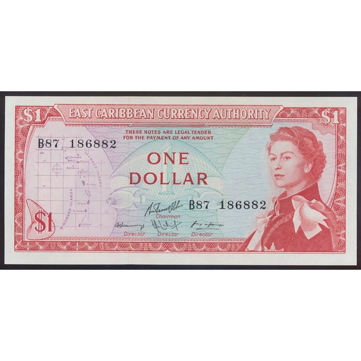 East Caribbean States 1 Dollar ND (1965) Kv 0