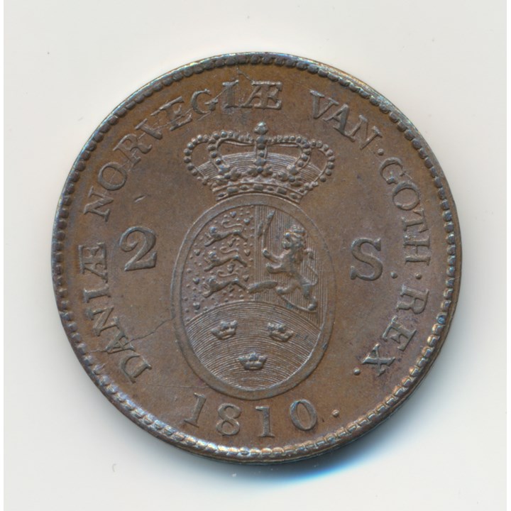 Danmark 2 Skilling 1810 Kv 0/01