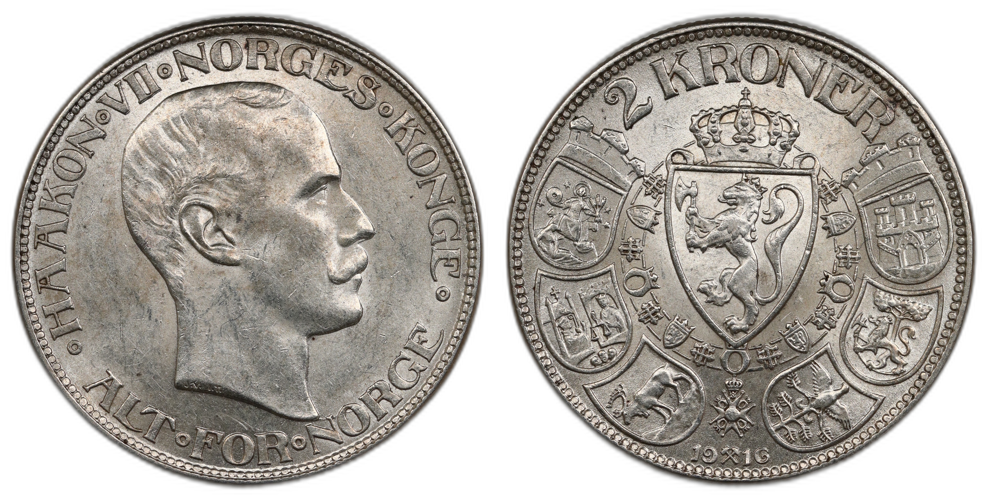 Norge 2 Kroner 1916 Kv 01