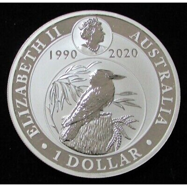 Australia 1 Dollar Kookaburra 1990-2020 30th Anniversary 1 oz 9999 sølv UNC