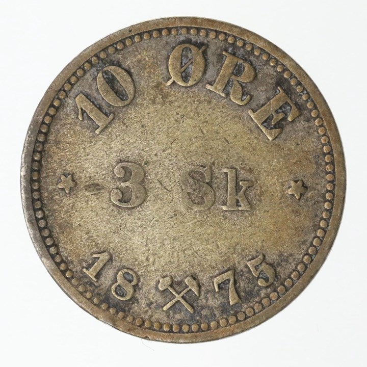 10 Øre / 3 Sk. 1875 Kv 1