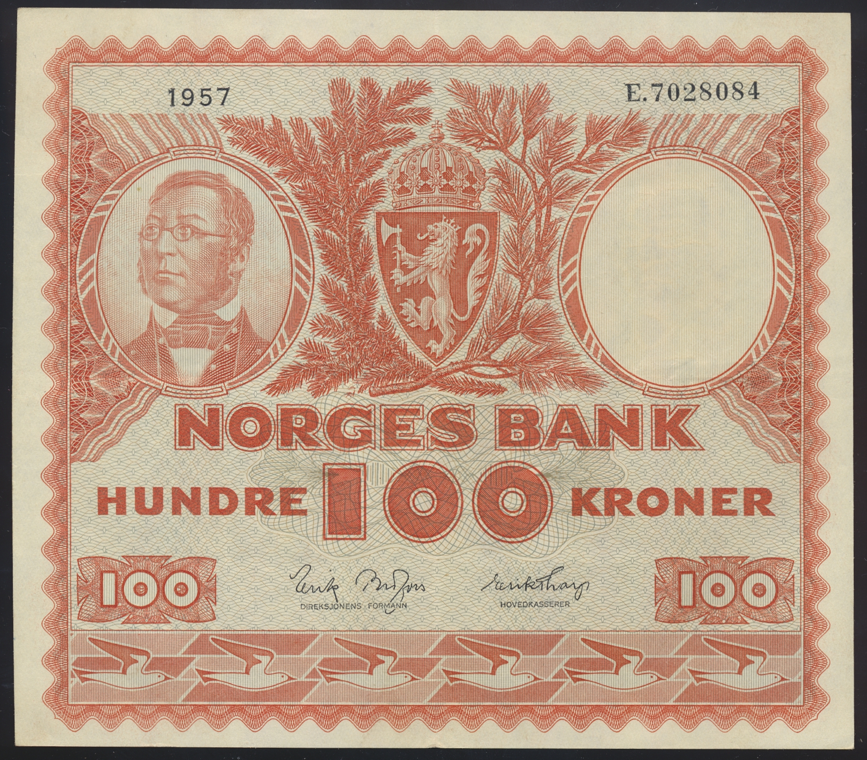 100 Kroner 1957 E Kv 1+ (XF)