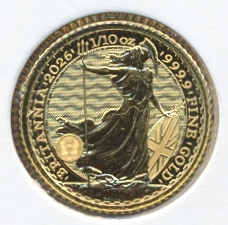 Storbritannia 1/10 Oz Britannia 2026 Gull UNC