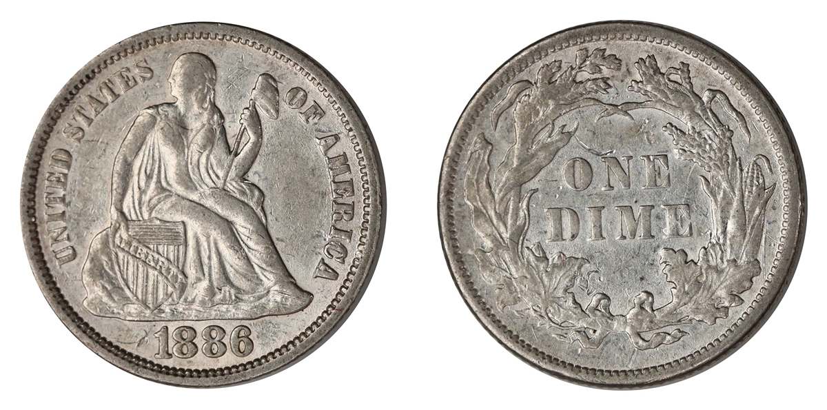 USA Dime 1886 AU