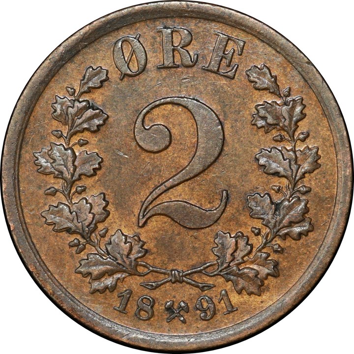 2 Øre 1891 Kv 01