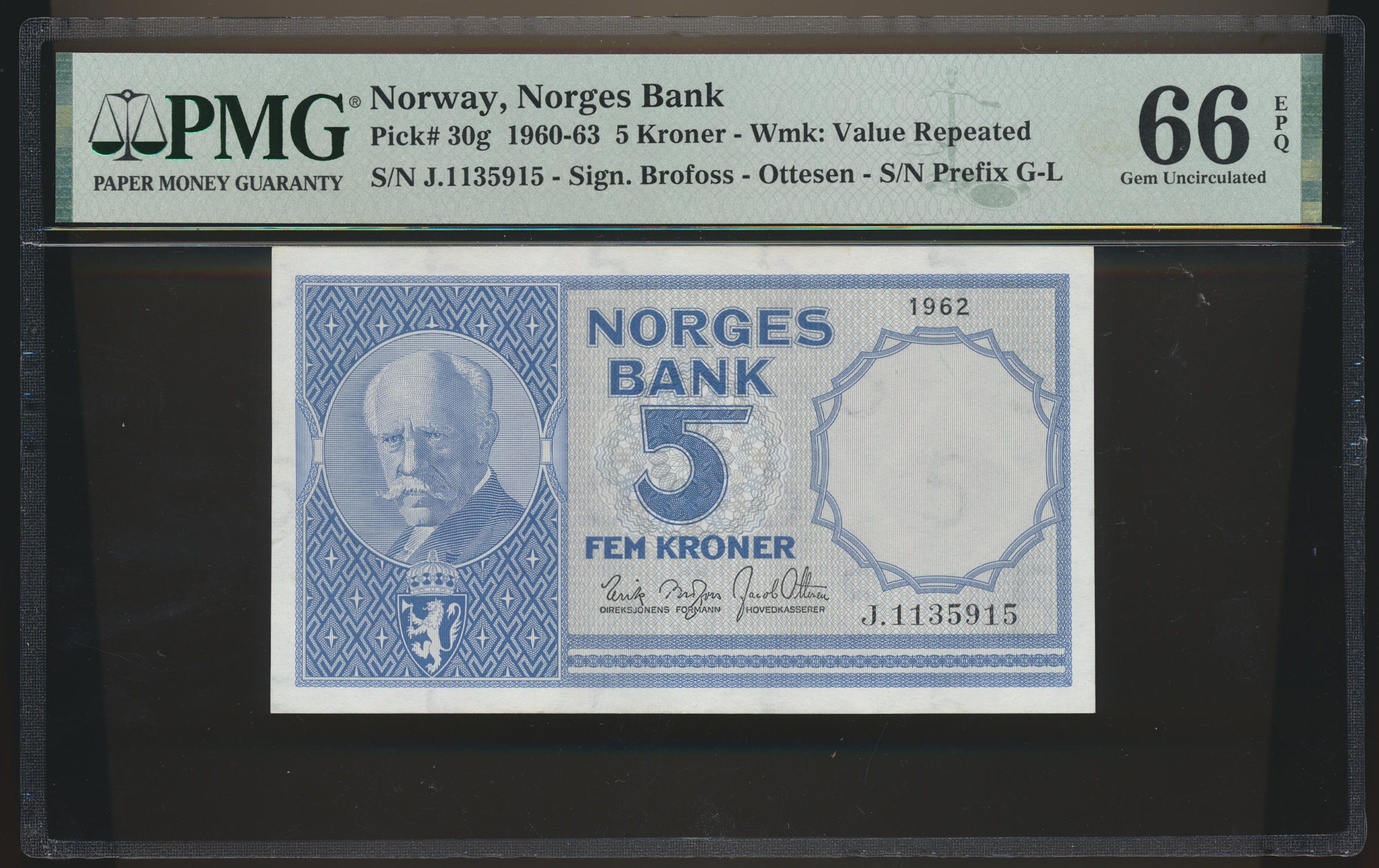 5 Kroner 1962 J PMG 66 EPQ