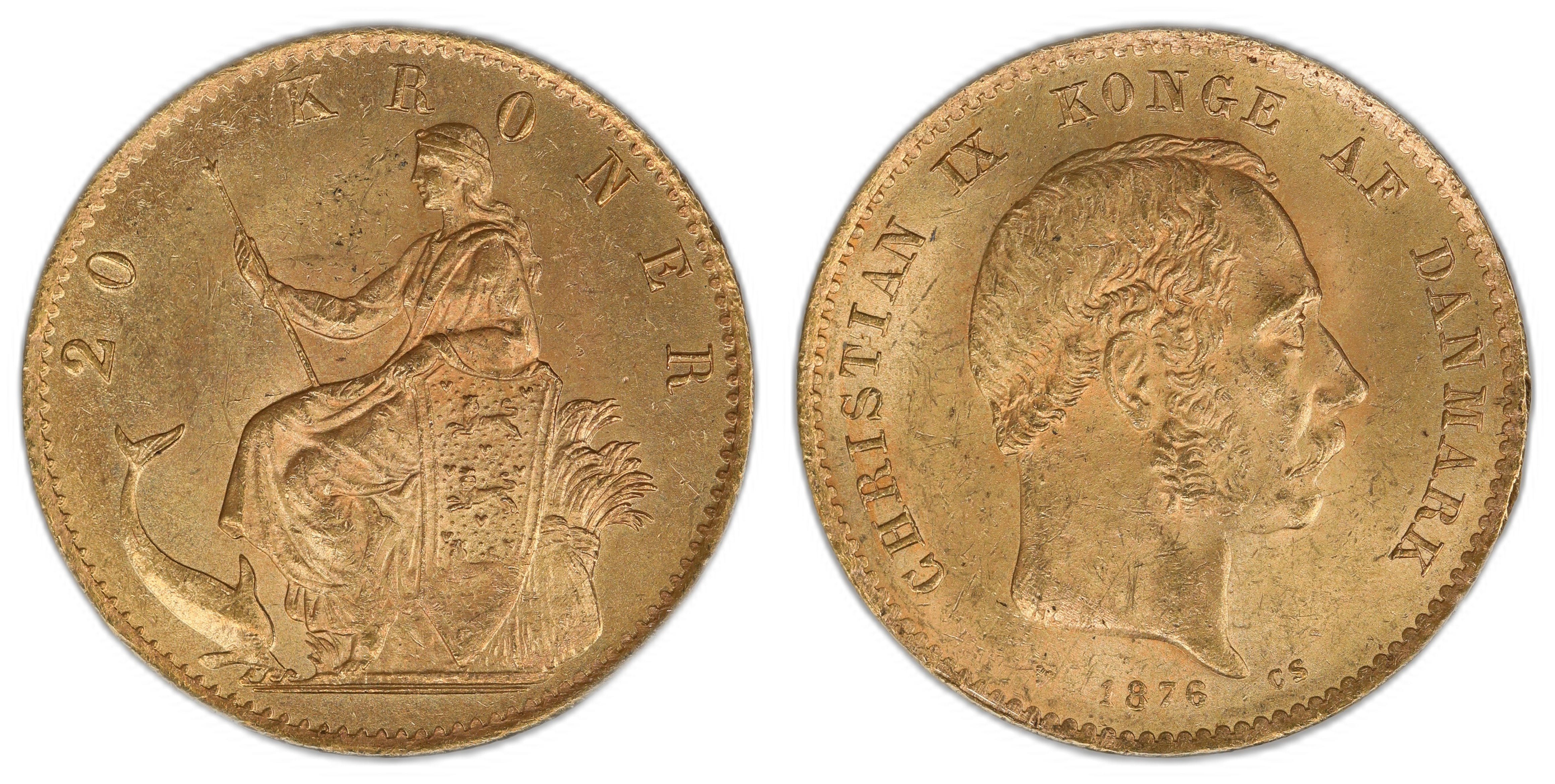 Danmark 20 Kroner 1876  Kv: 0/01