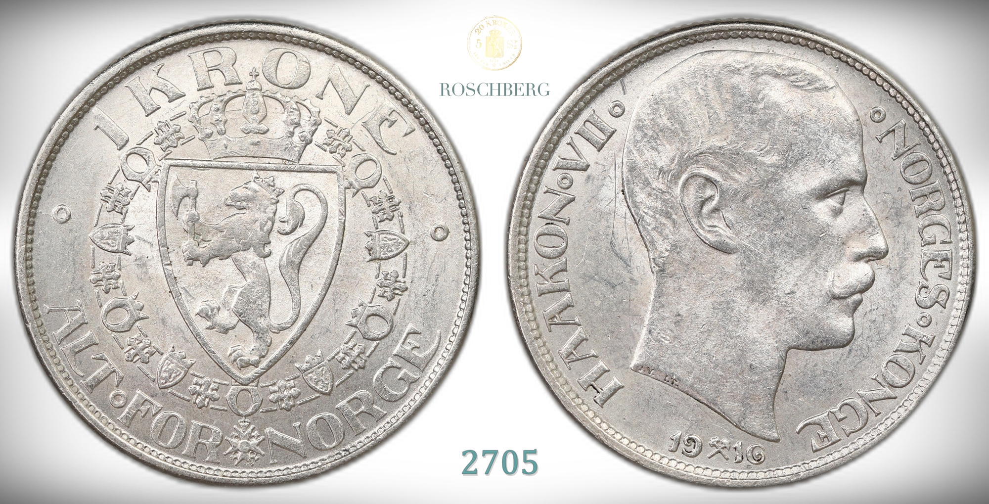 Norge 1 Krone 1916  Kv: 01