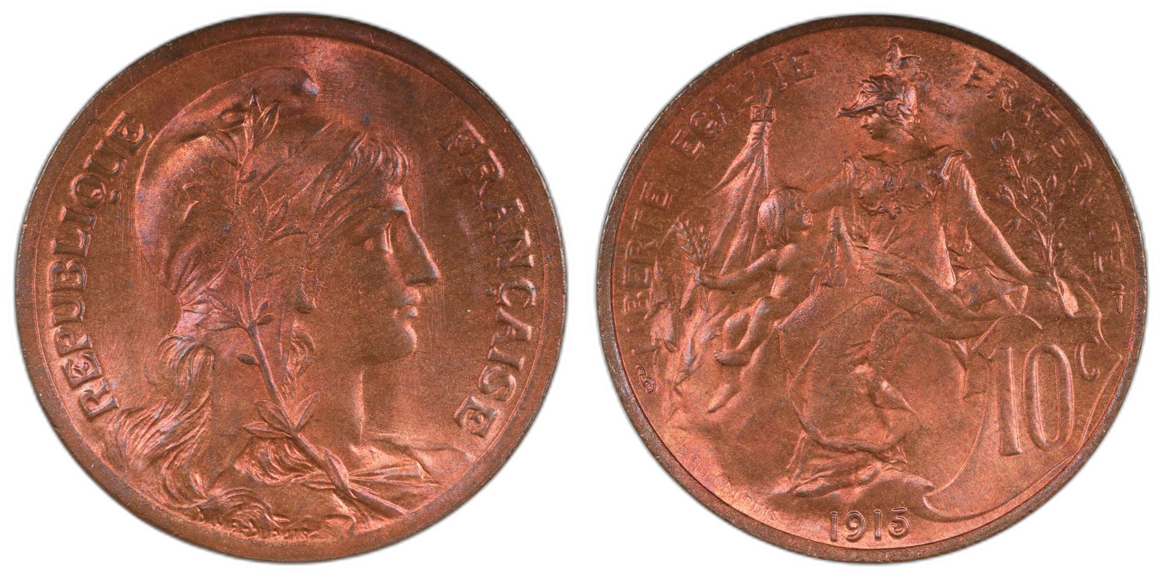 France 10 Centimes 1915 Kv: UNC