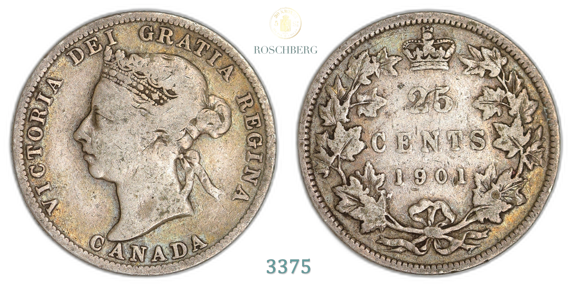 Canada 25 Cents 1901  Kv: F