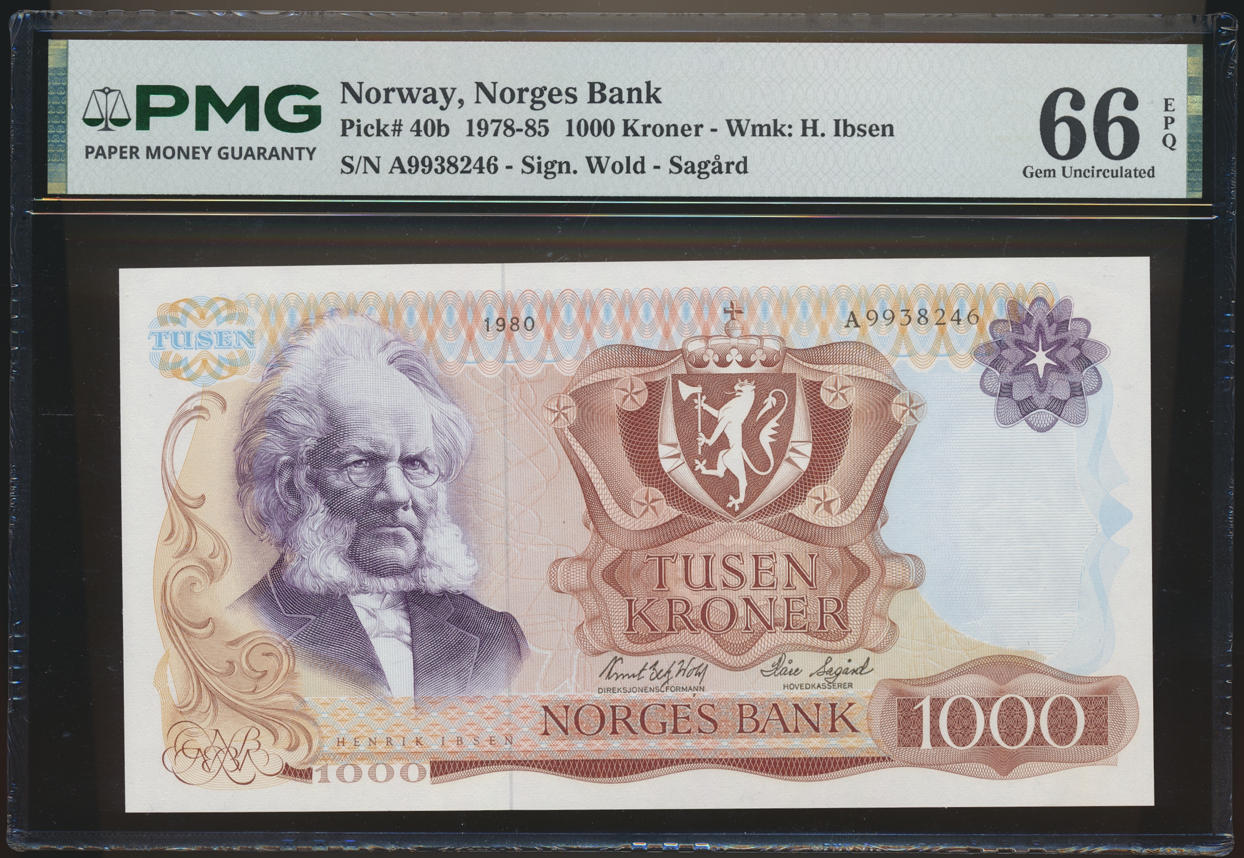 1000 Kroner 1980 A PMG 66 EPQ