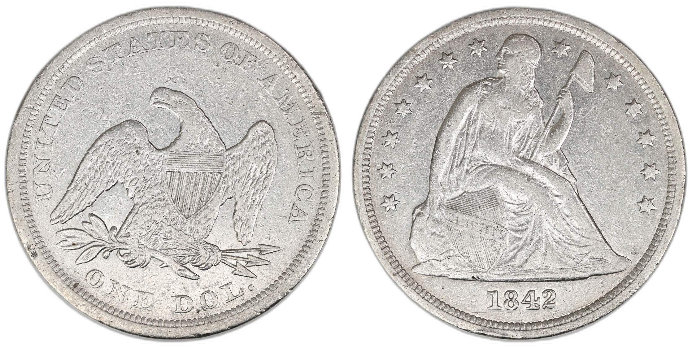 USA Dollar 1842  Kv: VF, Cleaned
