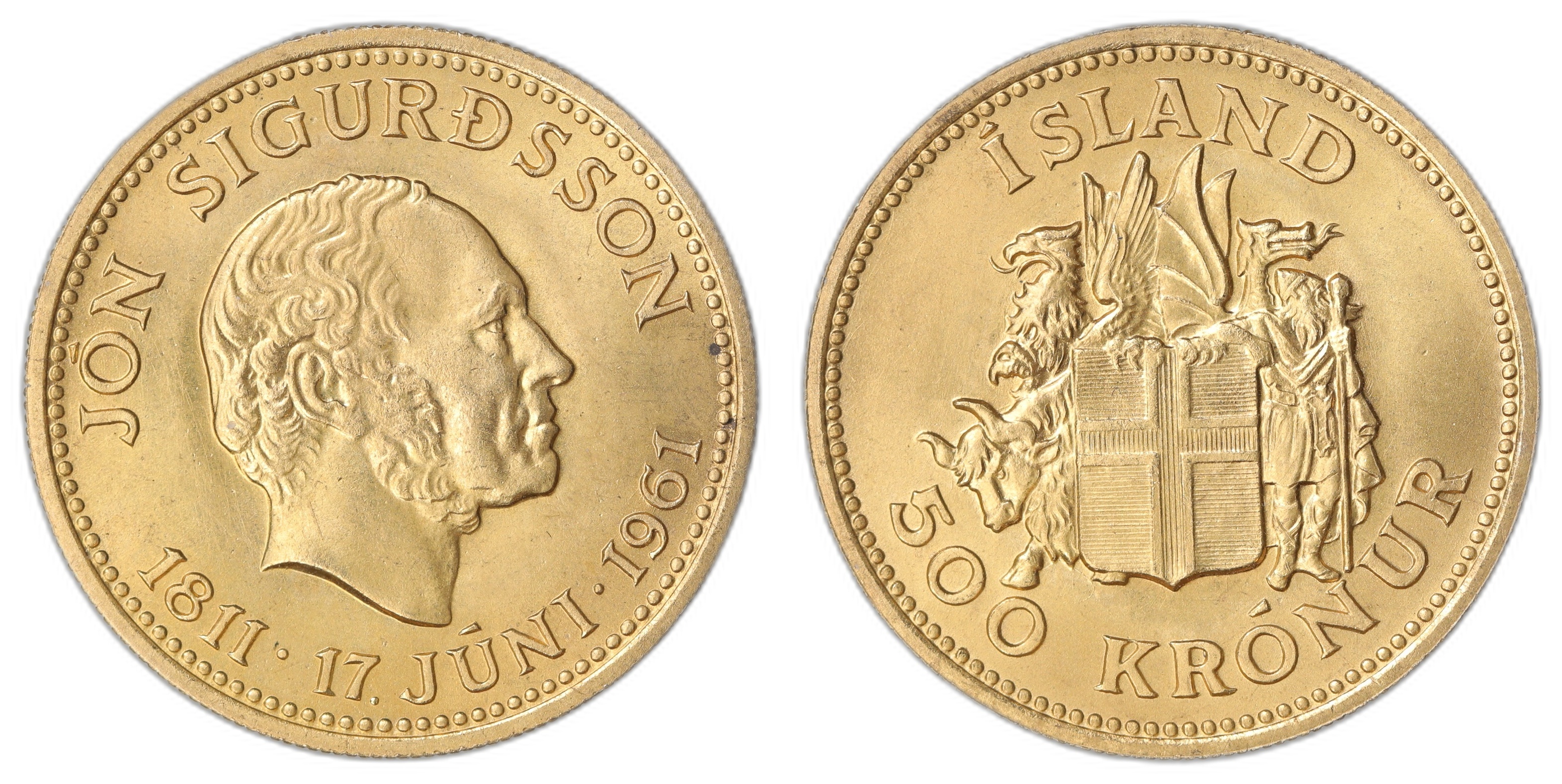 Iceland 500 Kronur 1961 8.08 gr fine Kv: UNC