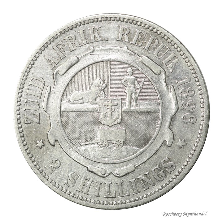 Sør-Afrika 2 Shillings 1896 Kv 1+, renset