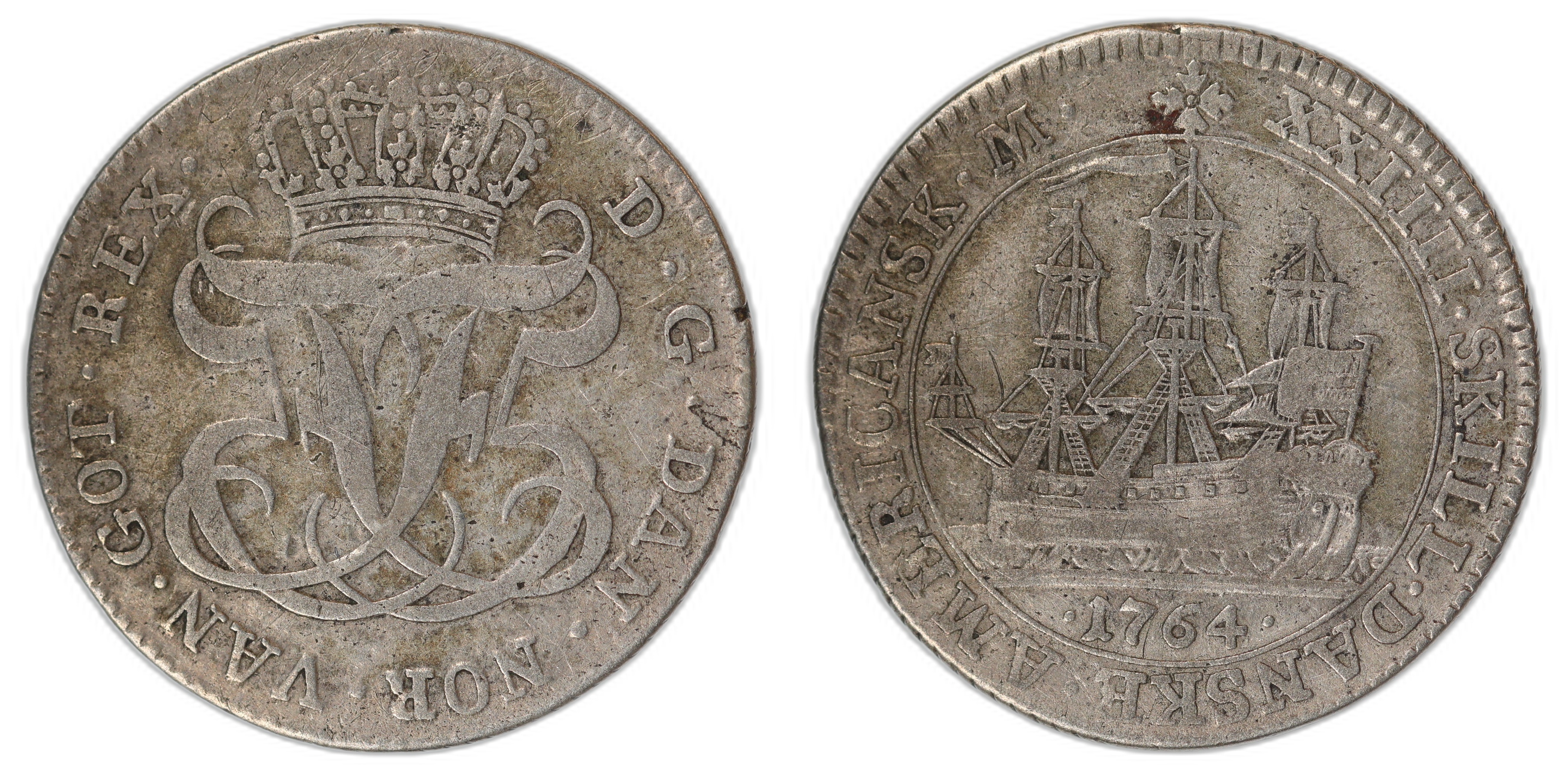 Danish West Indies 24 Skilling 1764 Kv: VF