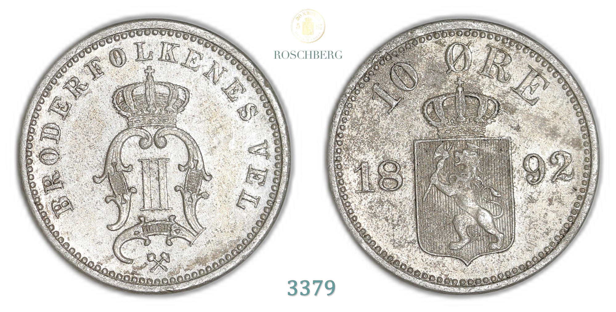 Norge 10 Øre 1892  Kv: 01