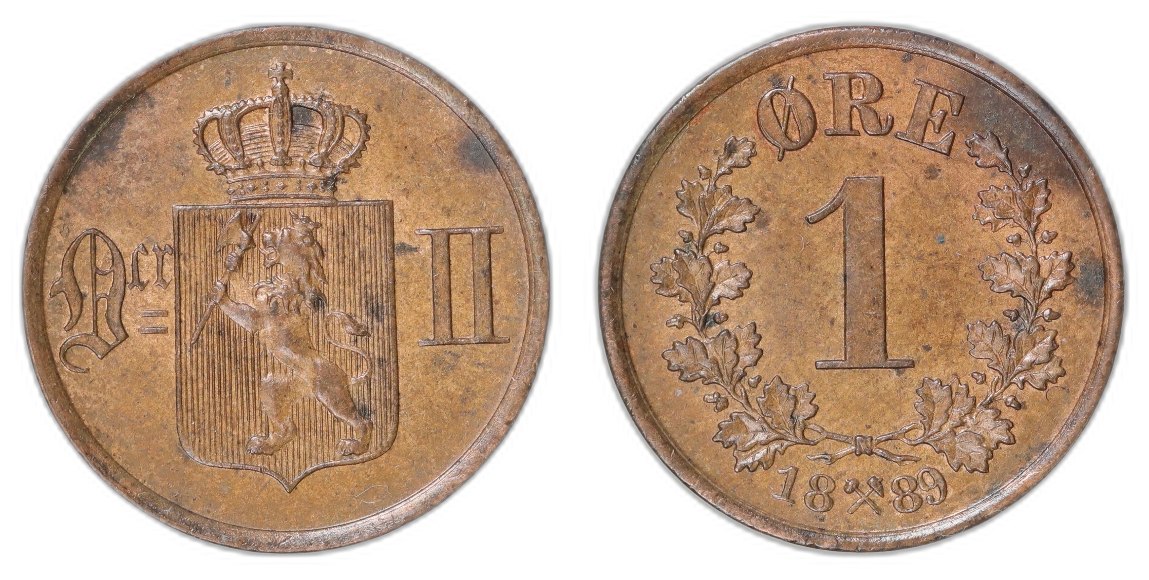 Norge 1 Øre 1889 Kv: 0, flekk