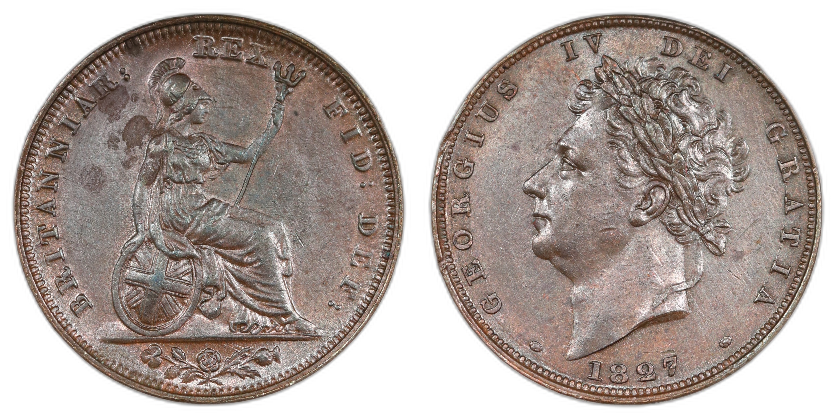 Great Britain Farthing 1827 Kv AU