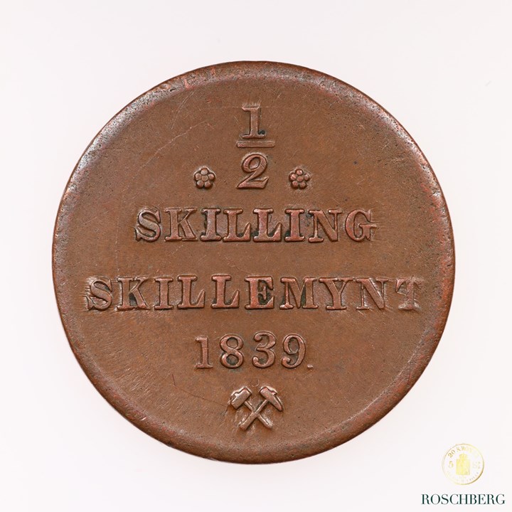 Norge 1/2 Skilling 1839 Kv 01