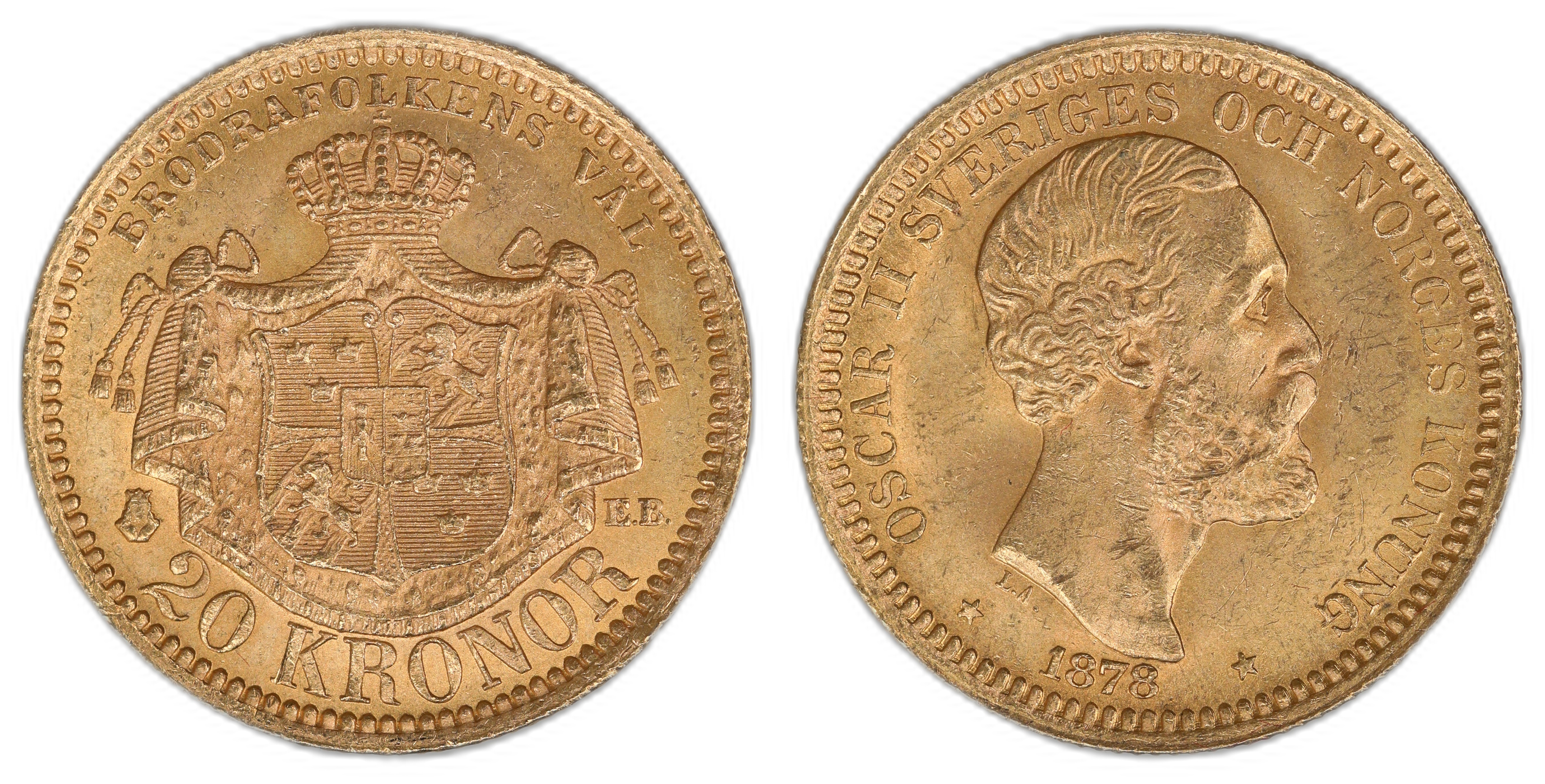 Sverige 20 Kronor 1878  Kv: 0/01