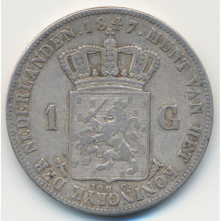 Nederland 1 Gulden 1847 Kv 1/1+