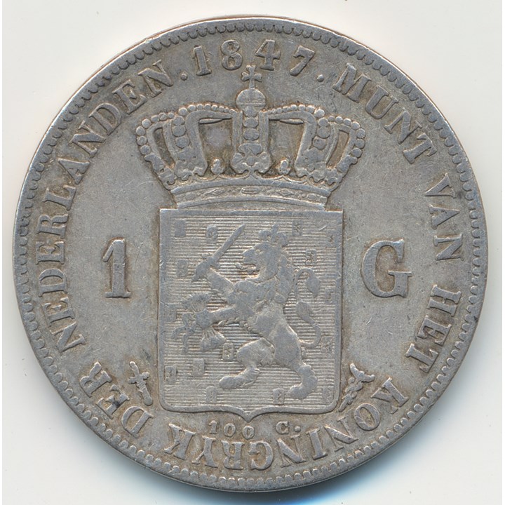 Nederland 1 Gulden 1847 Kv 1/1+
