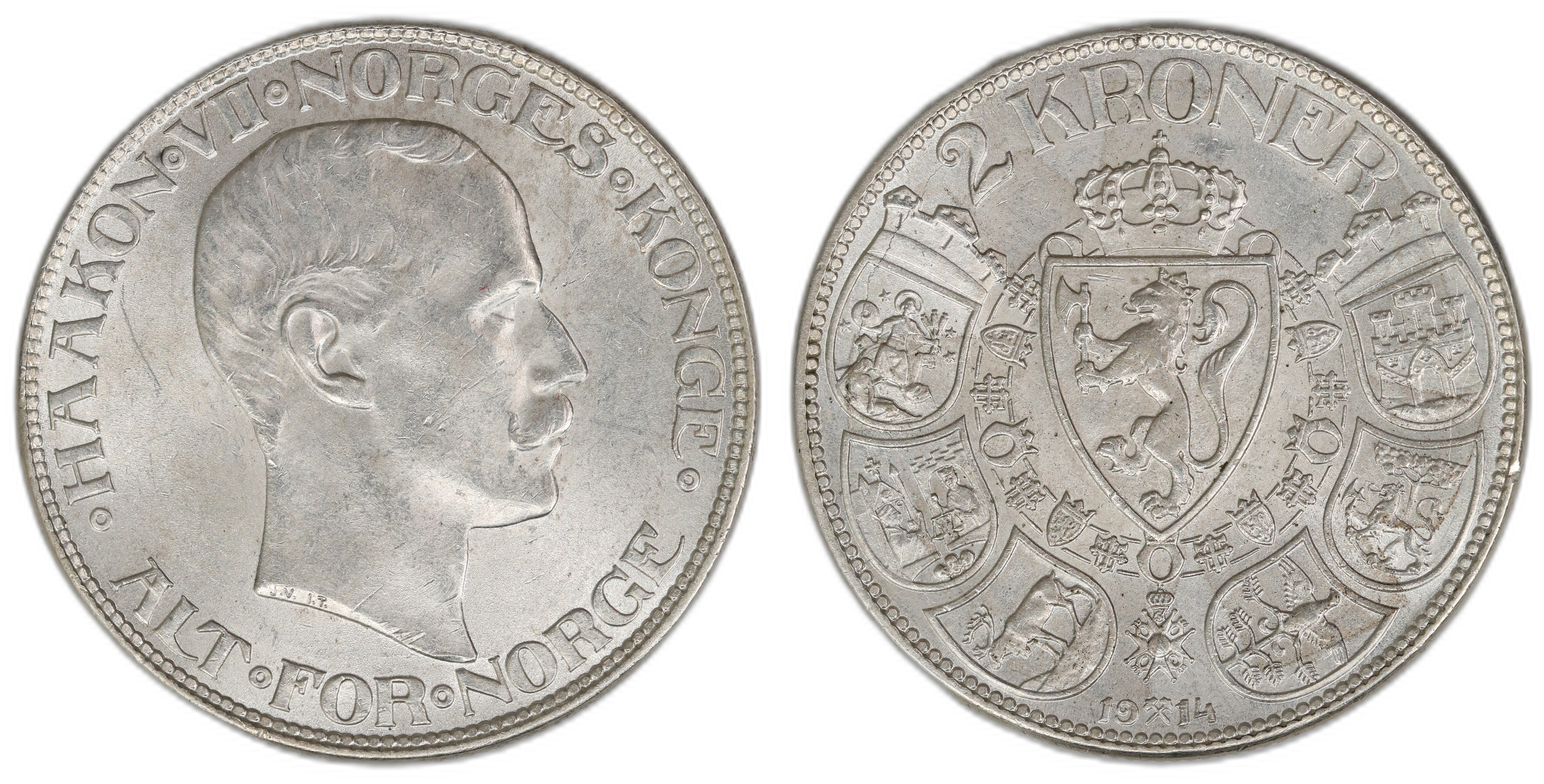 Norge 2 Kroner 1914  Kv: 0/01