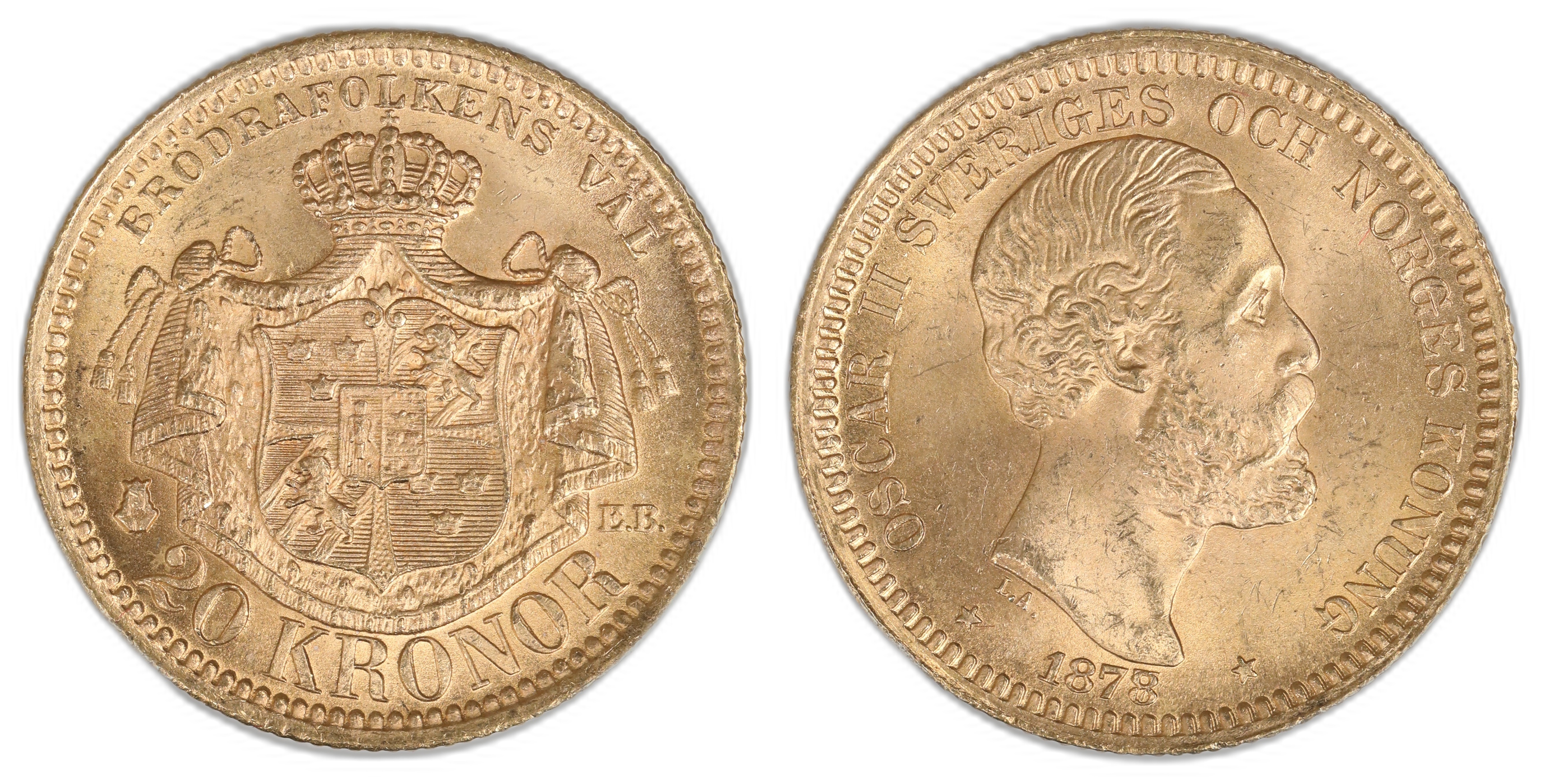 Sverige 20 Kronor 1878/7  Kv: 0/01