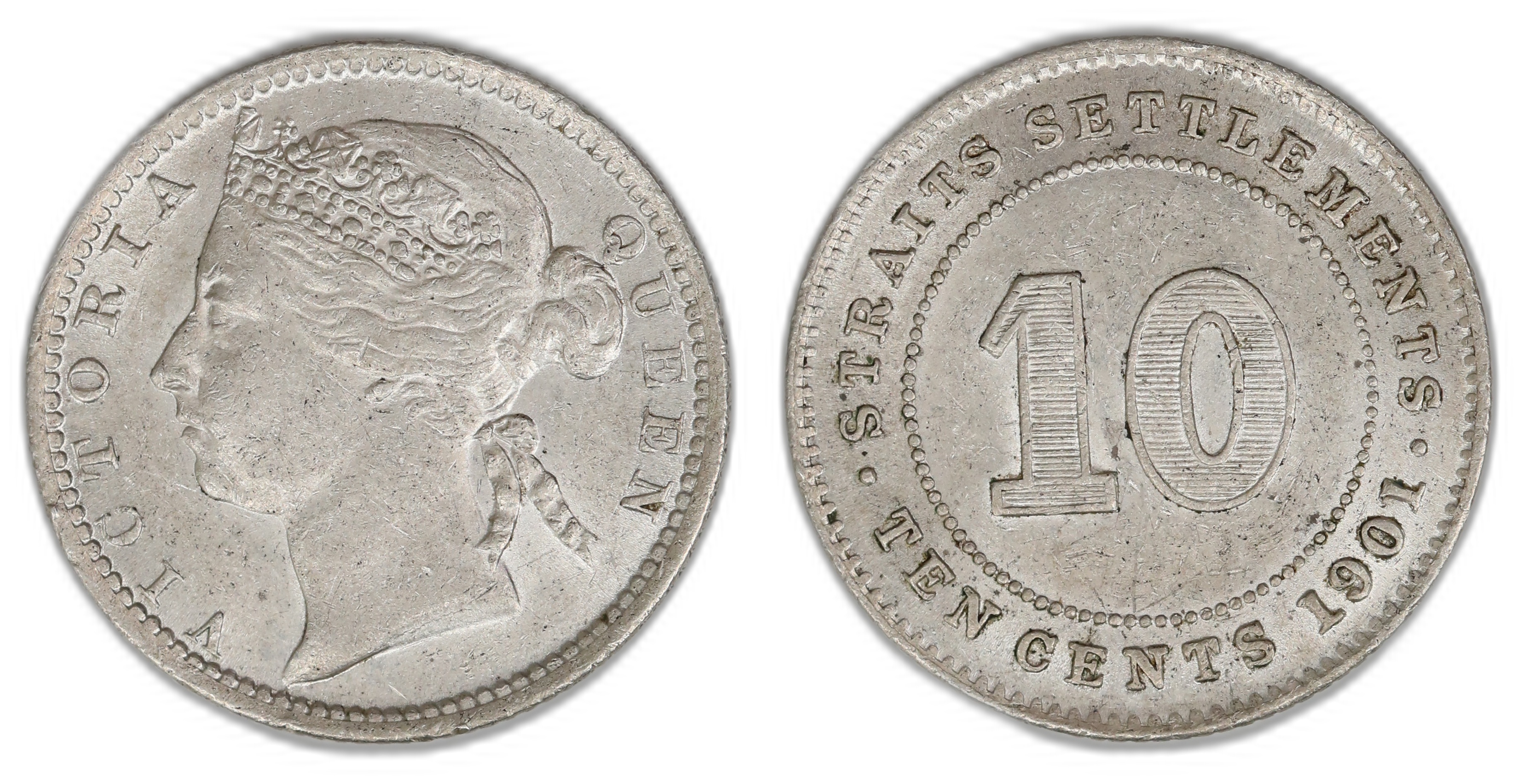 Straits Settlements 10 Cents 1901  Kv: UNC