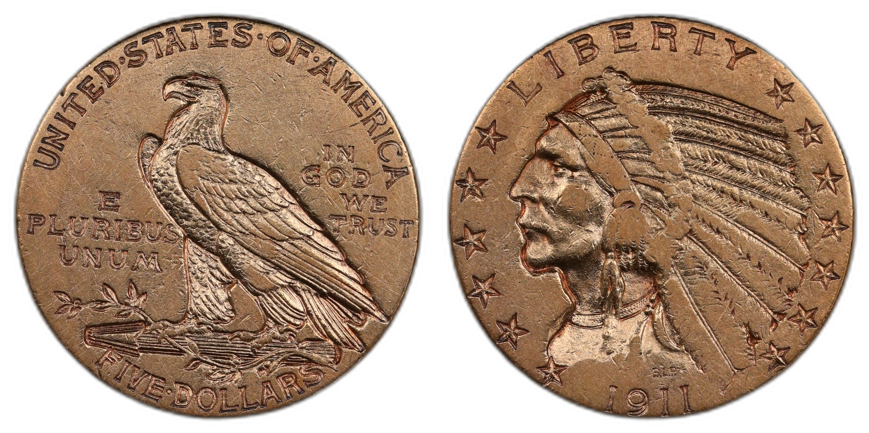 USA $5 Indian 1911 Kv: VF