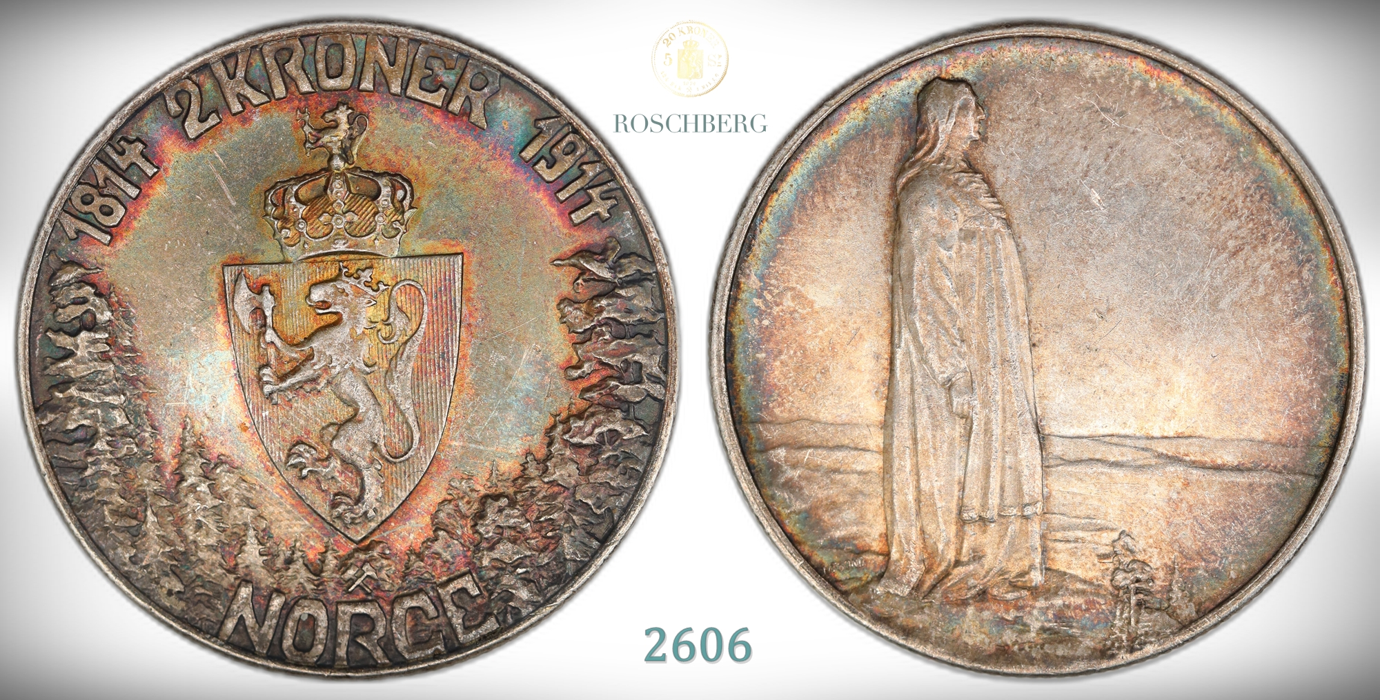 Norge 2 Kroner 1914 Mor Norge Kv: 0/01