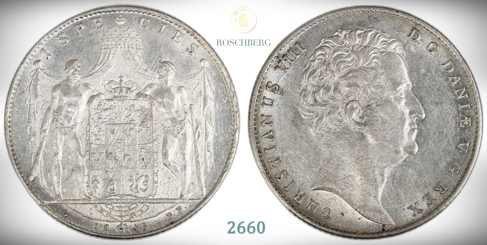 Danmark 1 Speciedaler 1845  Kv: 01