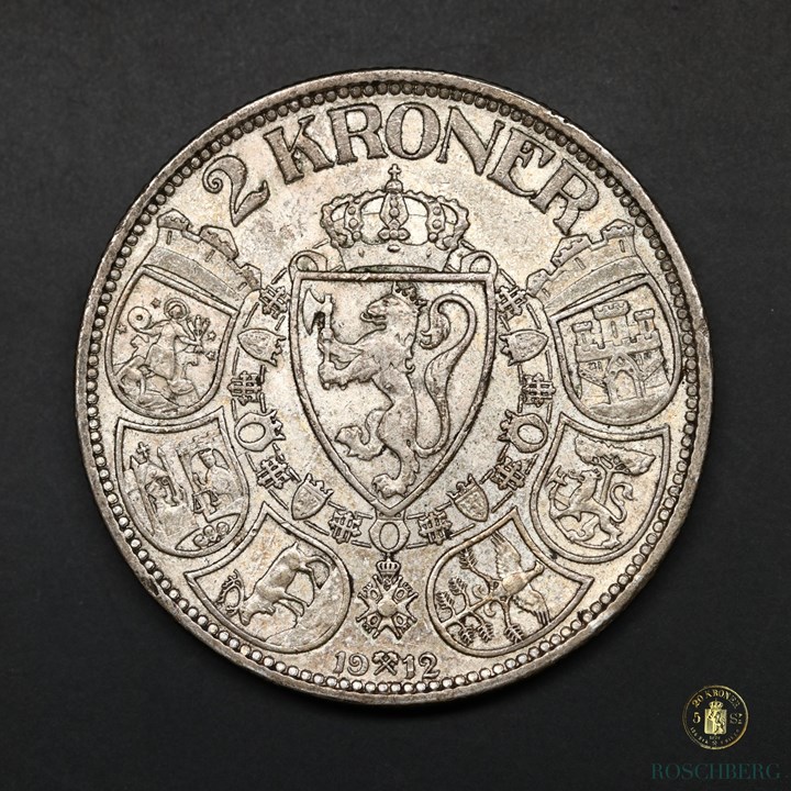 Norge 2 Kroner 1912 Kv 1+