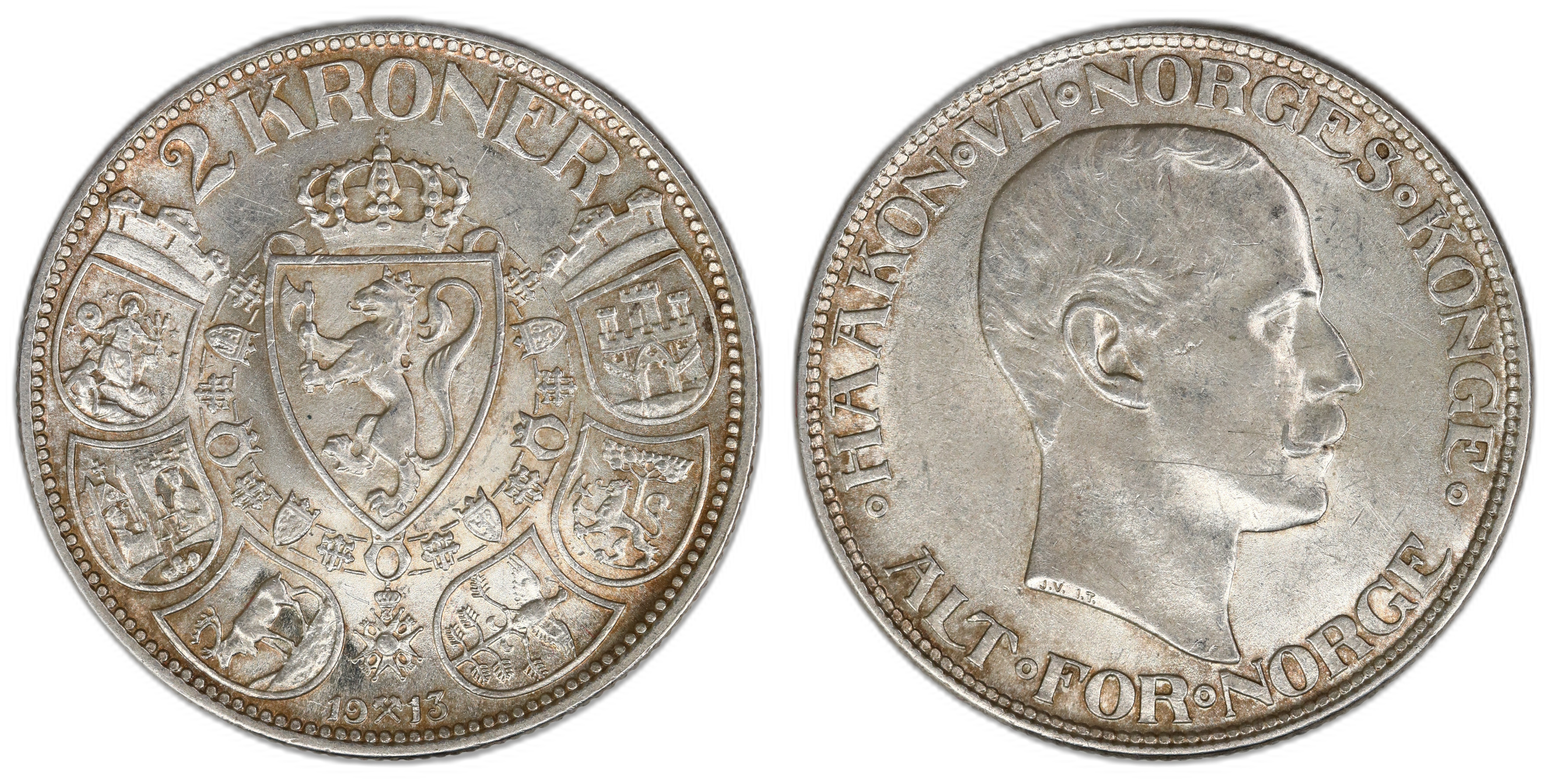 Norge 2 Kroner 1913  Kv: 0/01