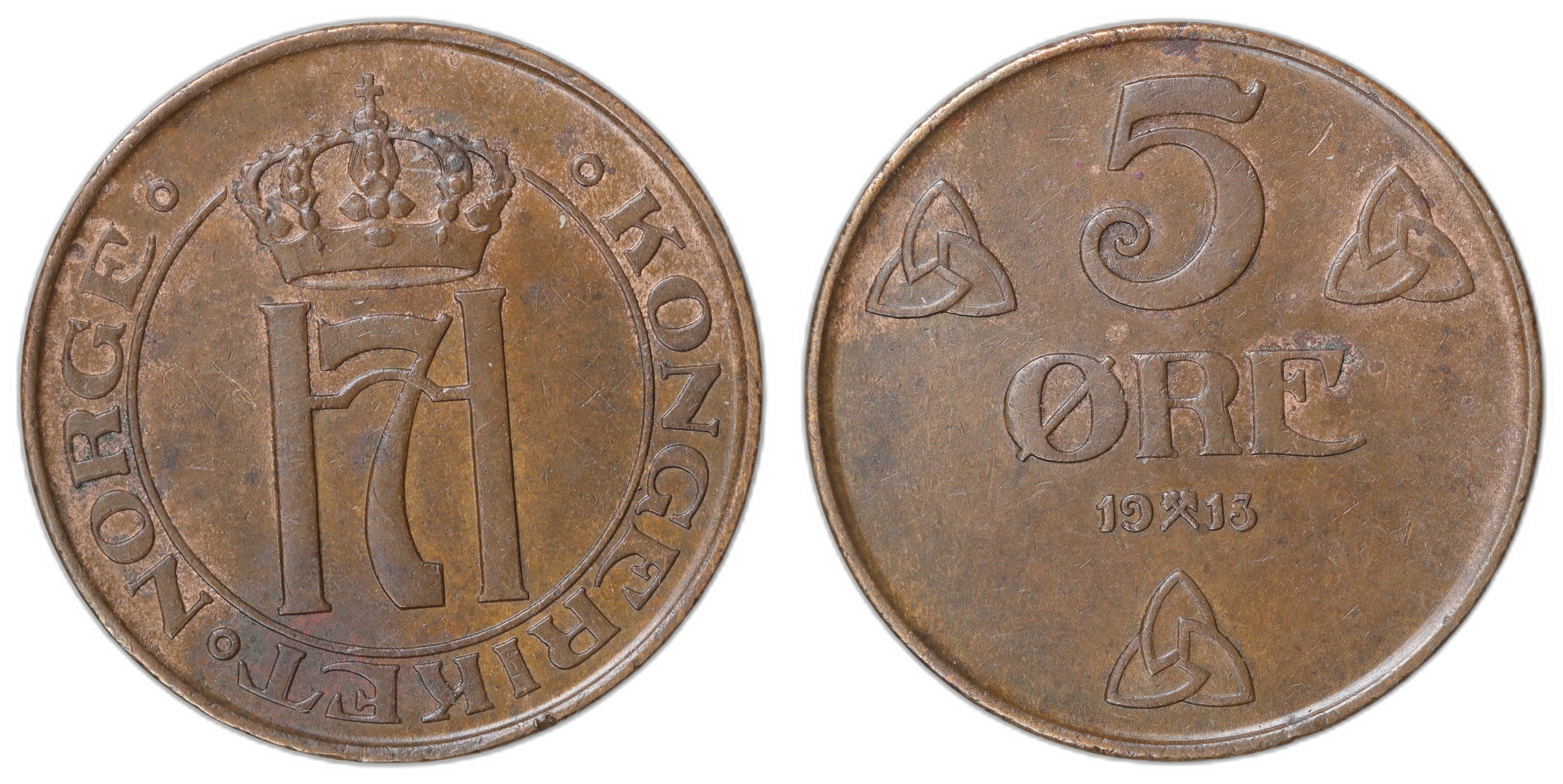 Norge 5 Øre 1913 Kv: 01