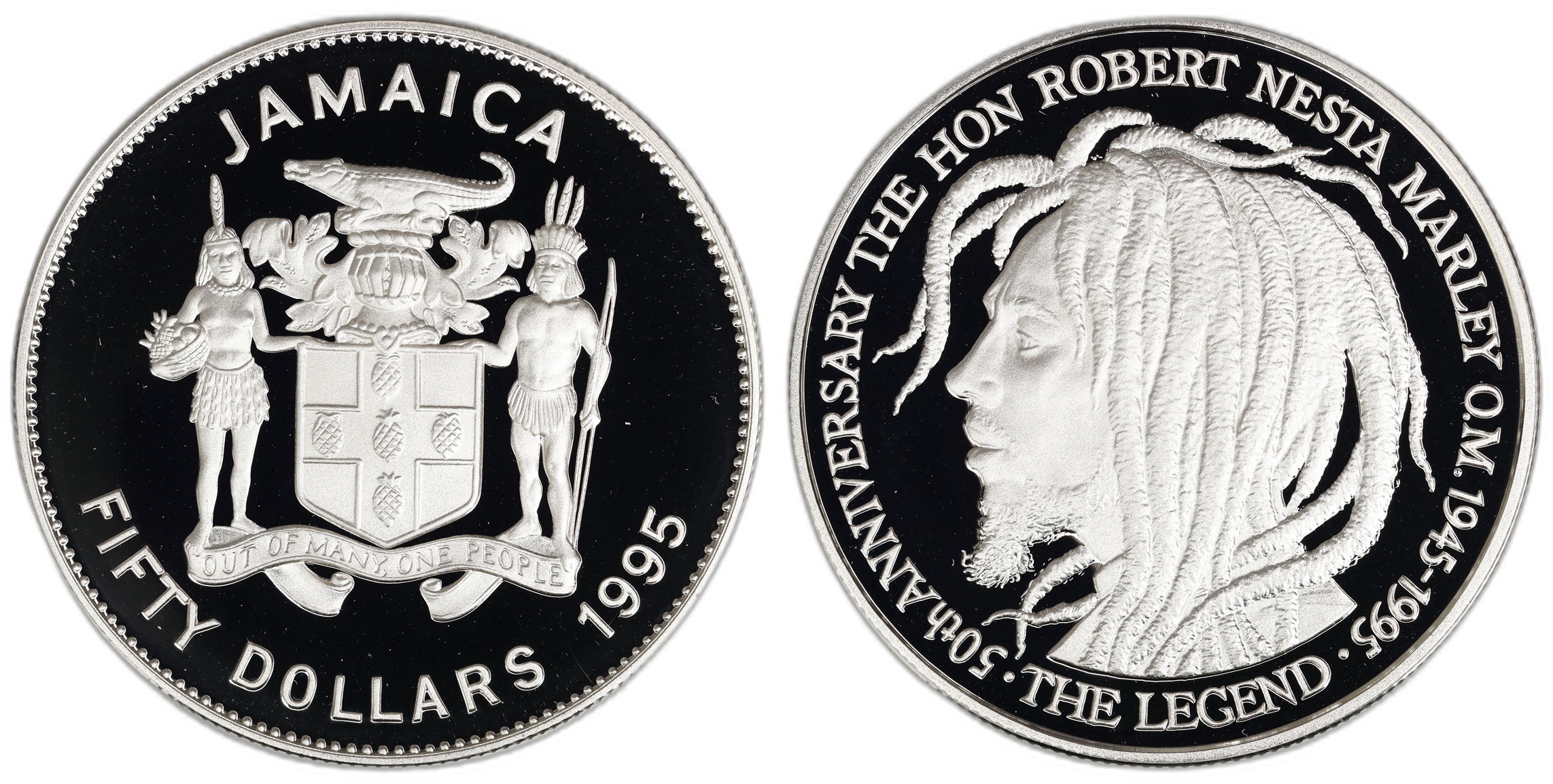Jamaica 50 Dollars 1995 Bob Marley Kv: Proof
