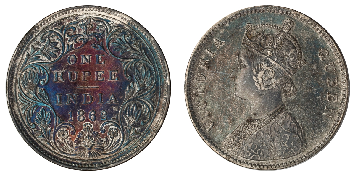 British India Rupee 1862 Kv: AU