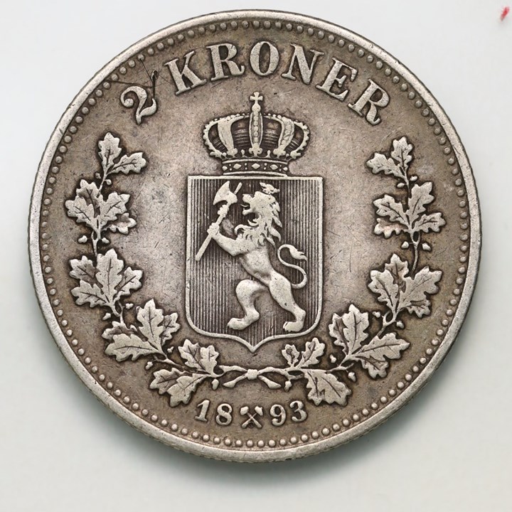 2 Kroner 1893 Kv 1, riss