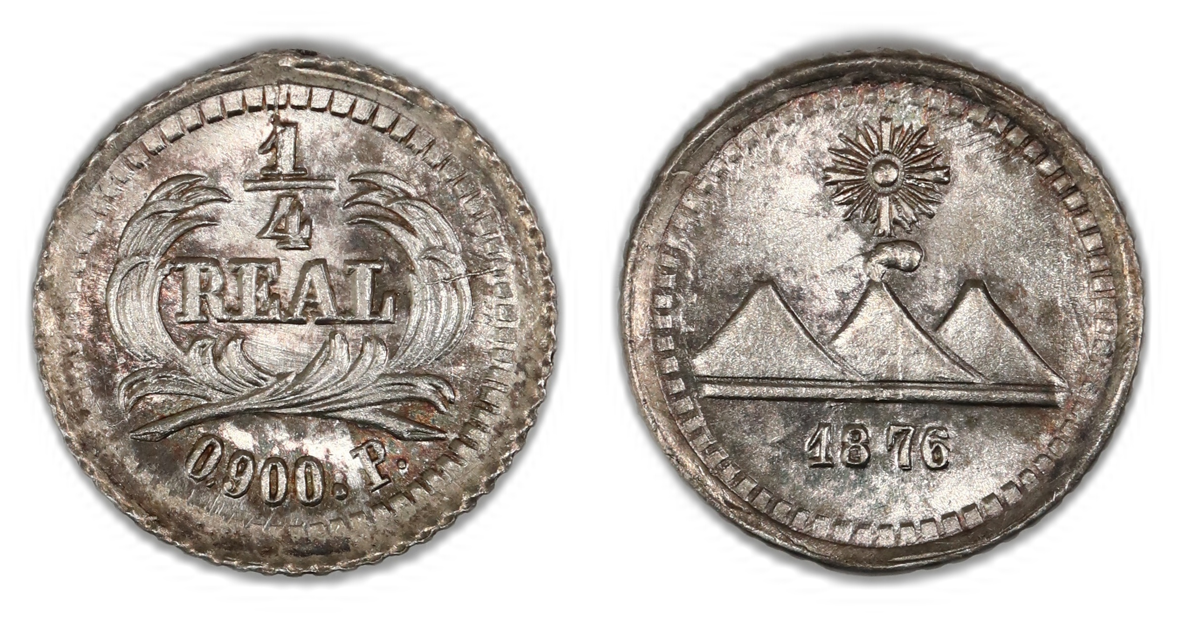 Guatemala 1/4 Real 1876 Choice UNC