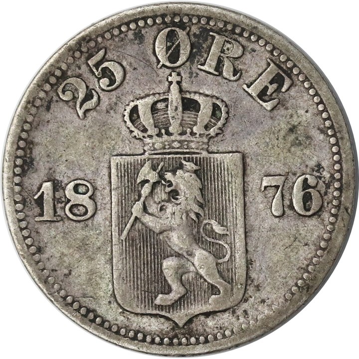 25 Øre 1876 Kv 1/1+