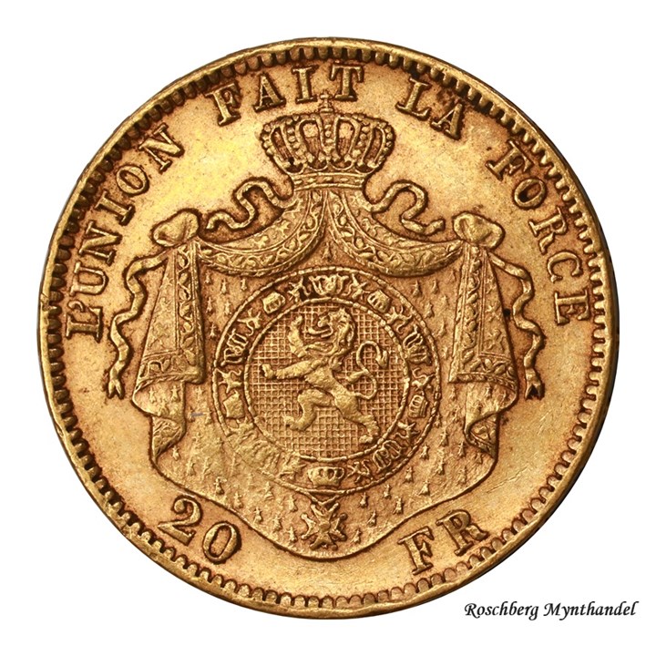 Belgia 20 Francs 1877 Kv 1+
