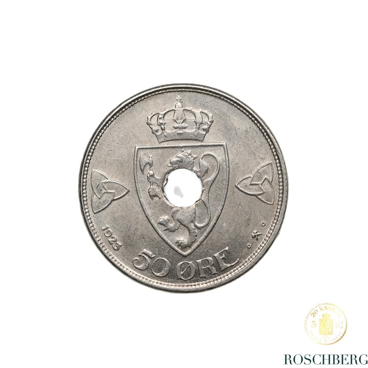 Norge 50 Øre 1923 Med Hull Kv 01