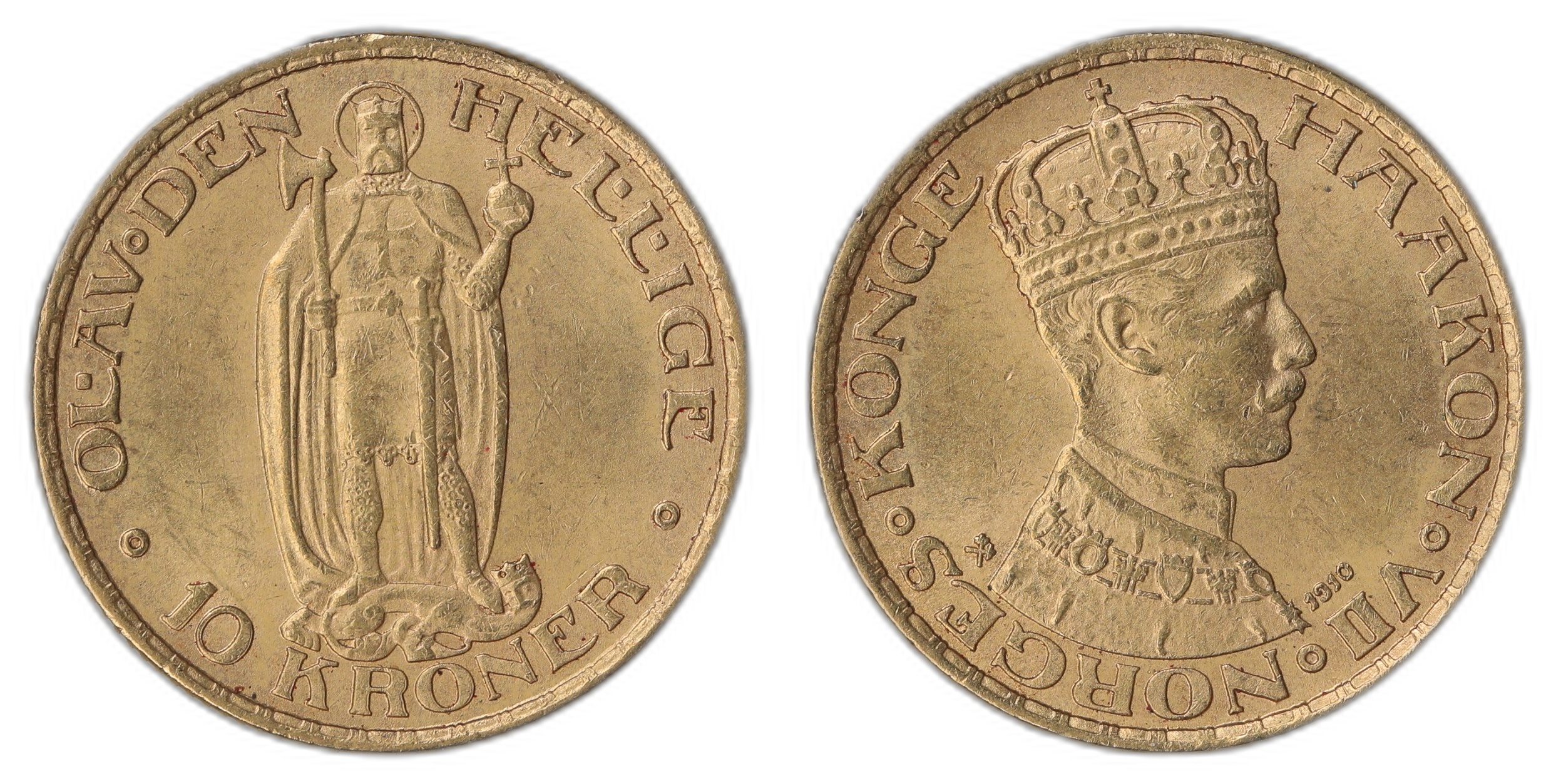 Norge 10 Kroner 1910 4.04 gr fine Kv: 01 (UNC)