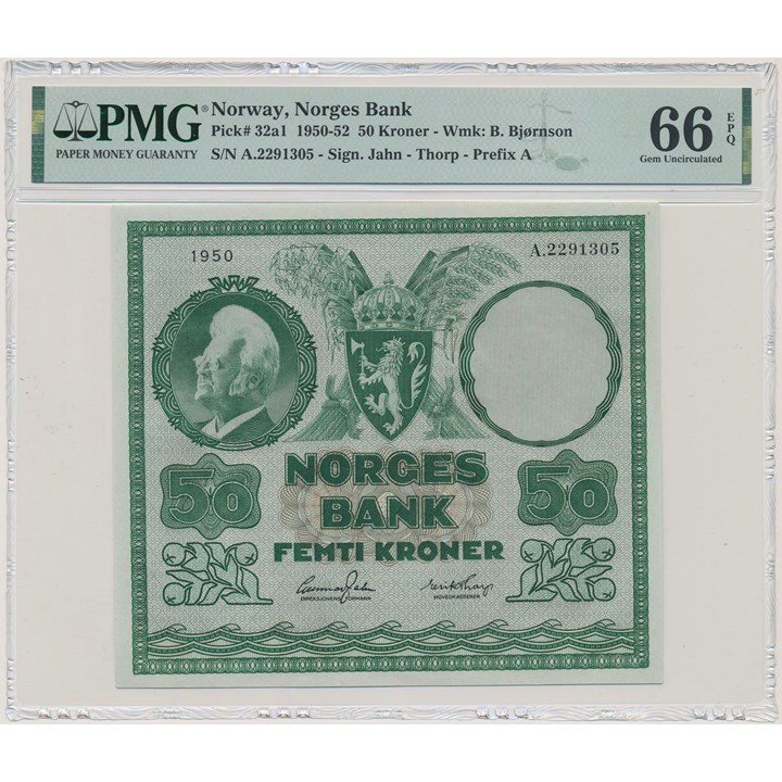 50 Kroner 1950 A PMG 66 EPQ