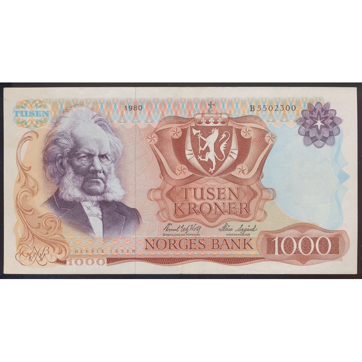 1000 Kroner 1980 B Kv 1+ (XF)