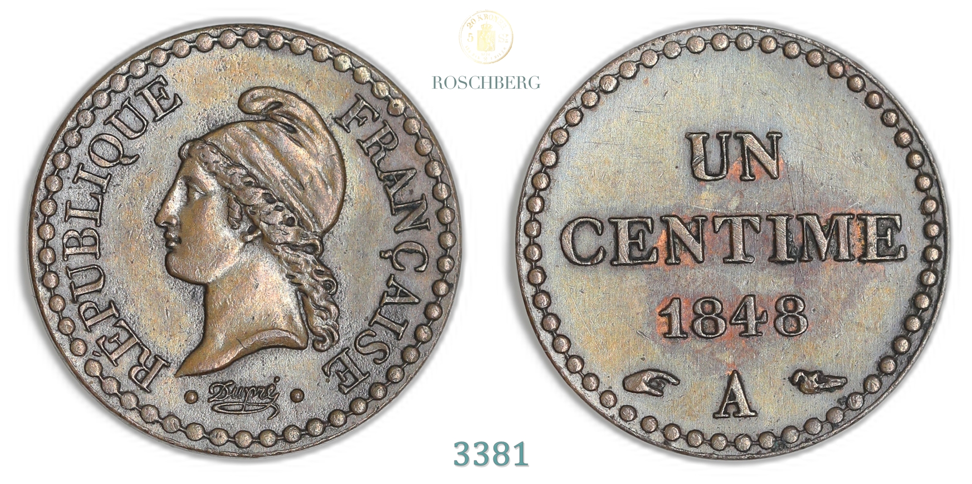 France 1 Centime 1848  Kv: UNC