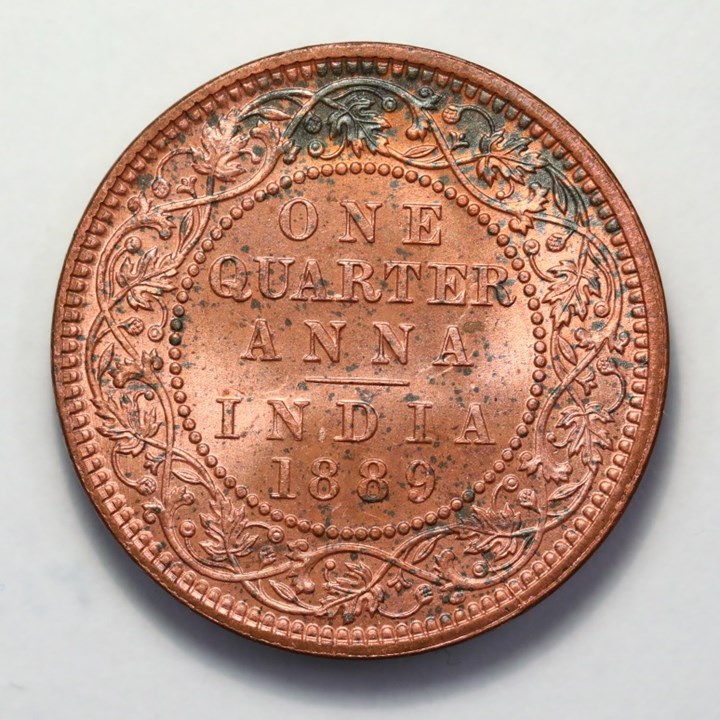 Britisk India 1/4 Anna 1889 UNC