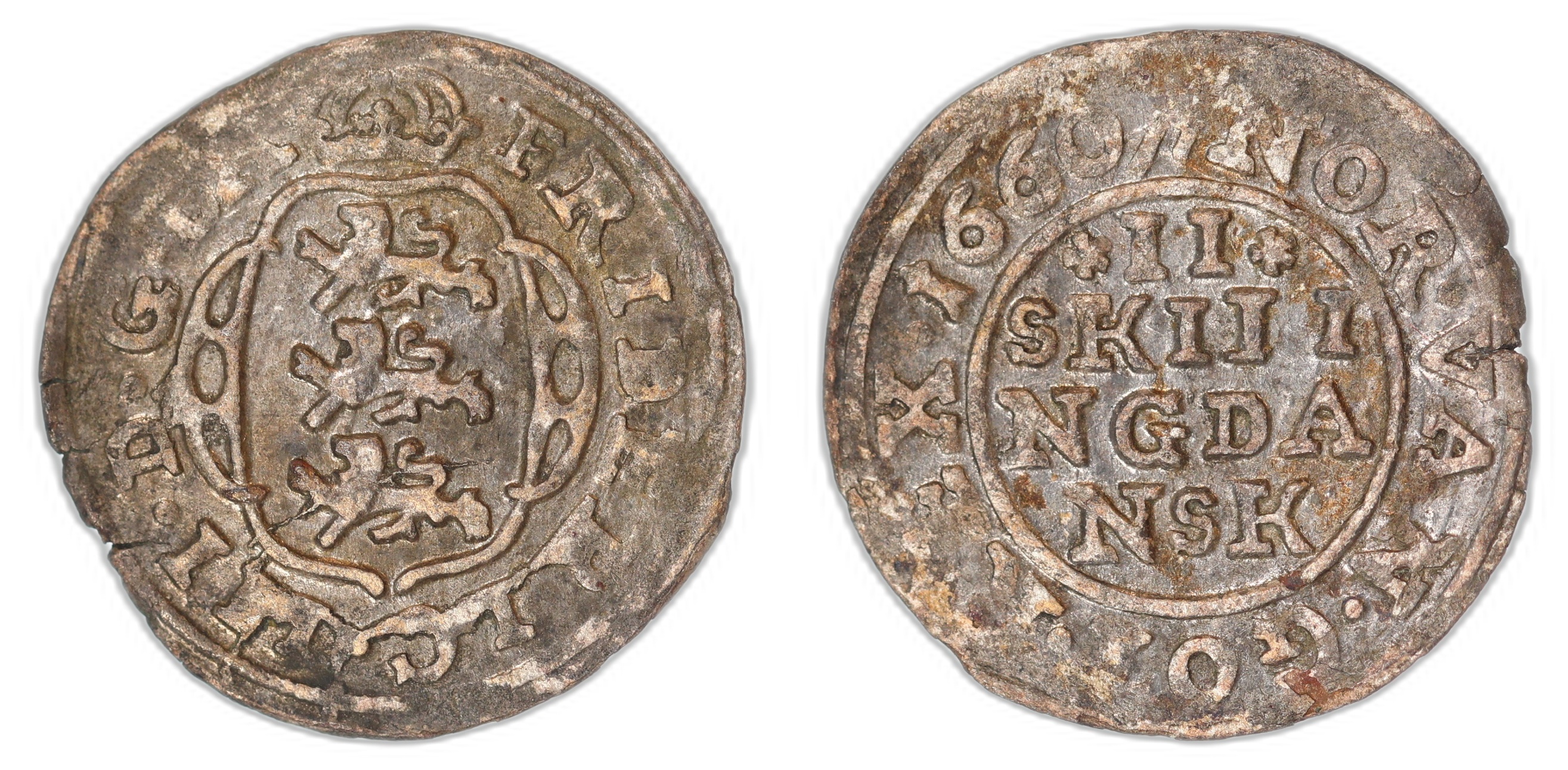 Danmark 2 Skilling 1660 Kv 1+ (AU)