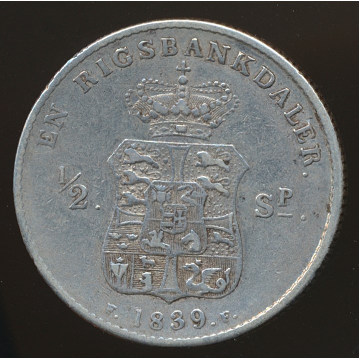 Danmark 1/2 Spd 1839 Kv 1 (VF)