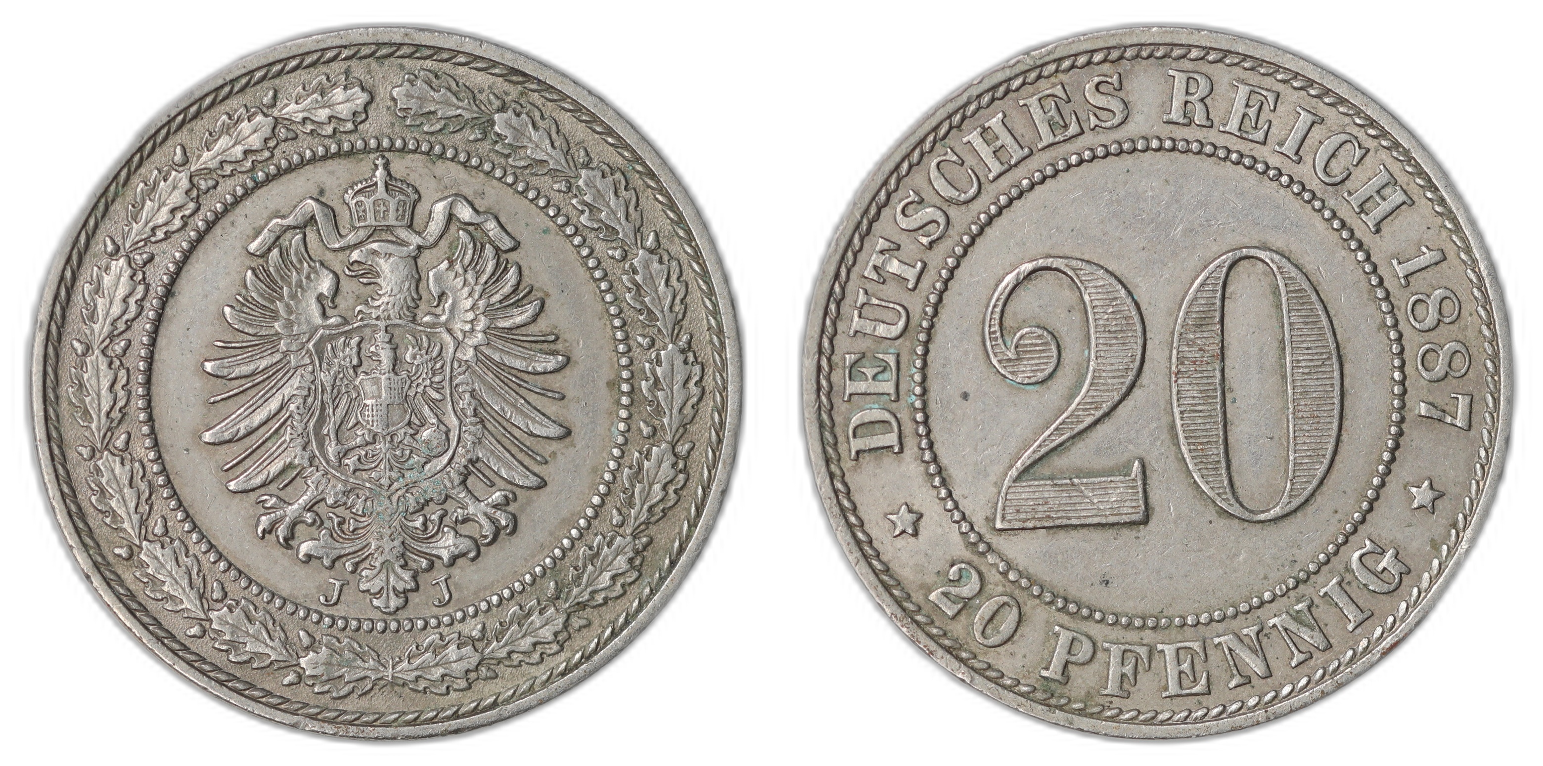 Germany 20 Pfennig 1887J  Kv: XF